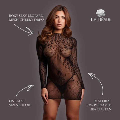 Roxy - Sexy Leopard Mesh Cheeky Dress - One Size - Black