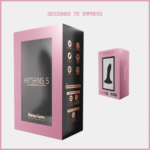 Adrien Lastic Hitsens 5 Black - Compact Dildo with Patented Dual-Density Technology & Extra-Strong Suction Base