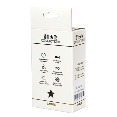 Star Collection - Black Silicone Anal Plug L - Light Blue Stone