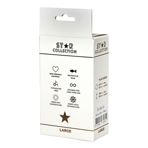 Star Collection - Black Silicone Anal Plug L - Pink Stone