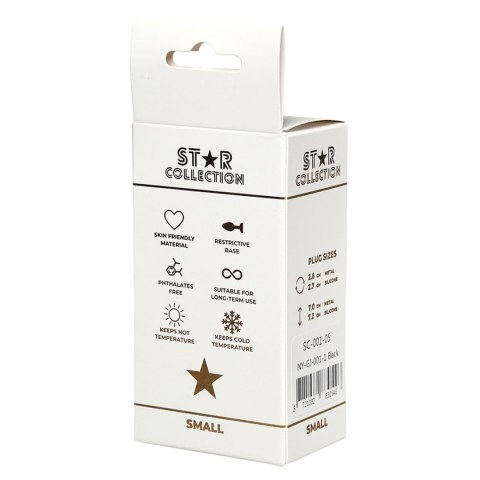 Star Collection - Black Silicone Anal Plug S - Light Pink Stone