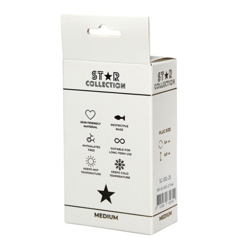 Star Collection - Pink Silicone Anal Plug M - Light Pink Stone