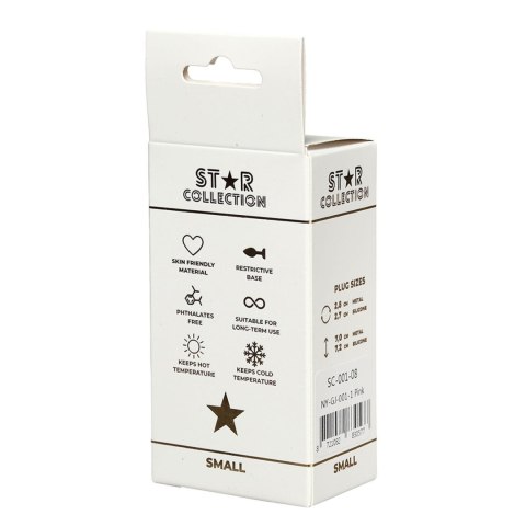 Star Collection - Pink Silicone Anal Plug S - Light Blue Stone
