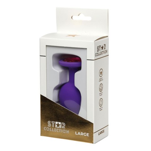 Star Collection - Purple Silicone Anal Plug L - Pink Stone