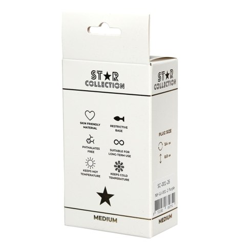 Star Collection - Purple Silicone Anal Plug M - Clear Stone