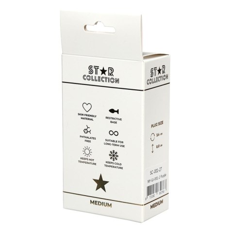 Star Collection - Purple Silicone Anal Plug M - Pink Stone