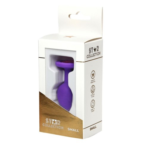 Star Collection - Purple Silicone Anal Plug S - Pink Stone