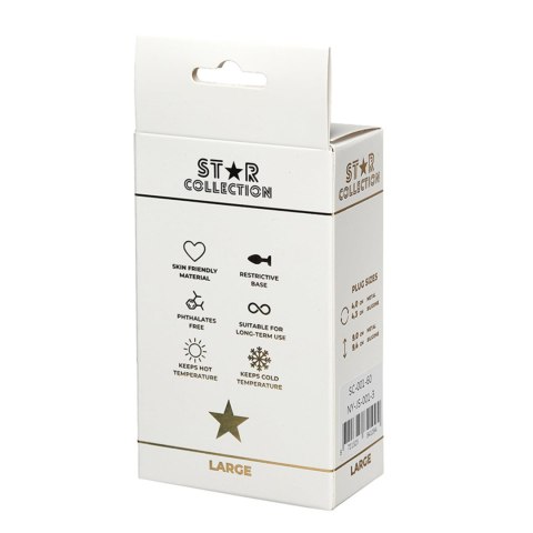 Star Collection - Silver Metal Anal Plug L - Light Pink Stone