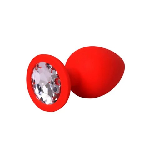 Red small butt plug with white crystal