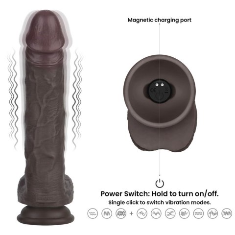 10" Vibrating Sliding Skin Pro II Silicone Dong (Black)
