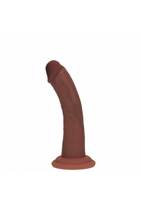 Dual Density Silicone Curved Realistic Dildo with Suction Cup - 6" / 15,5 cm - Brown