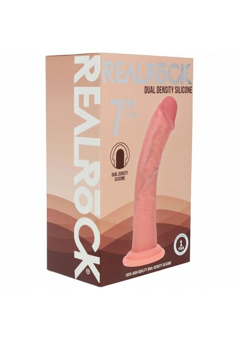 Dual Density Silicone Curved Realistic Dildo with Suction Cup - 7" / 18,5 cm - Flesh