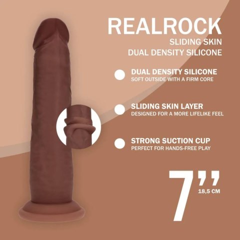Dual Density Silicone Realistic Sliding Skin Dildo - 7" / 18,5 cm - Brown