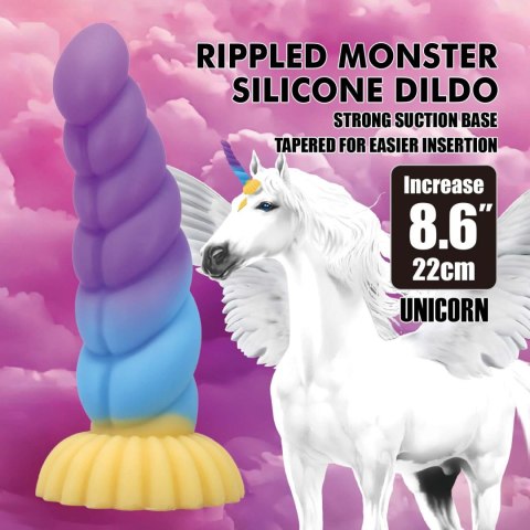 Power Monsters Unicorn - 22 cm Rippled Monster Silicone Dildo